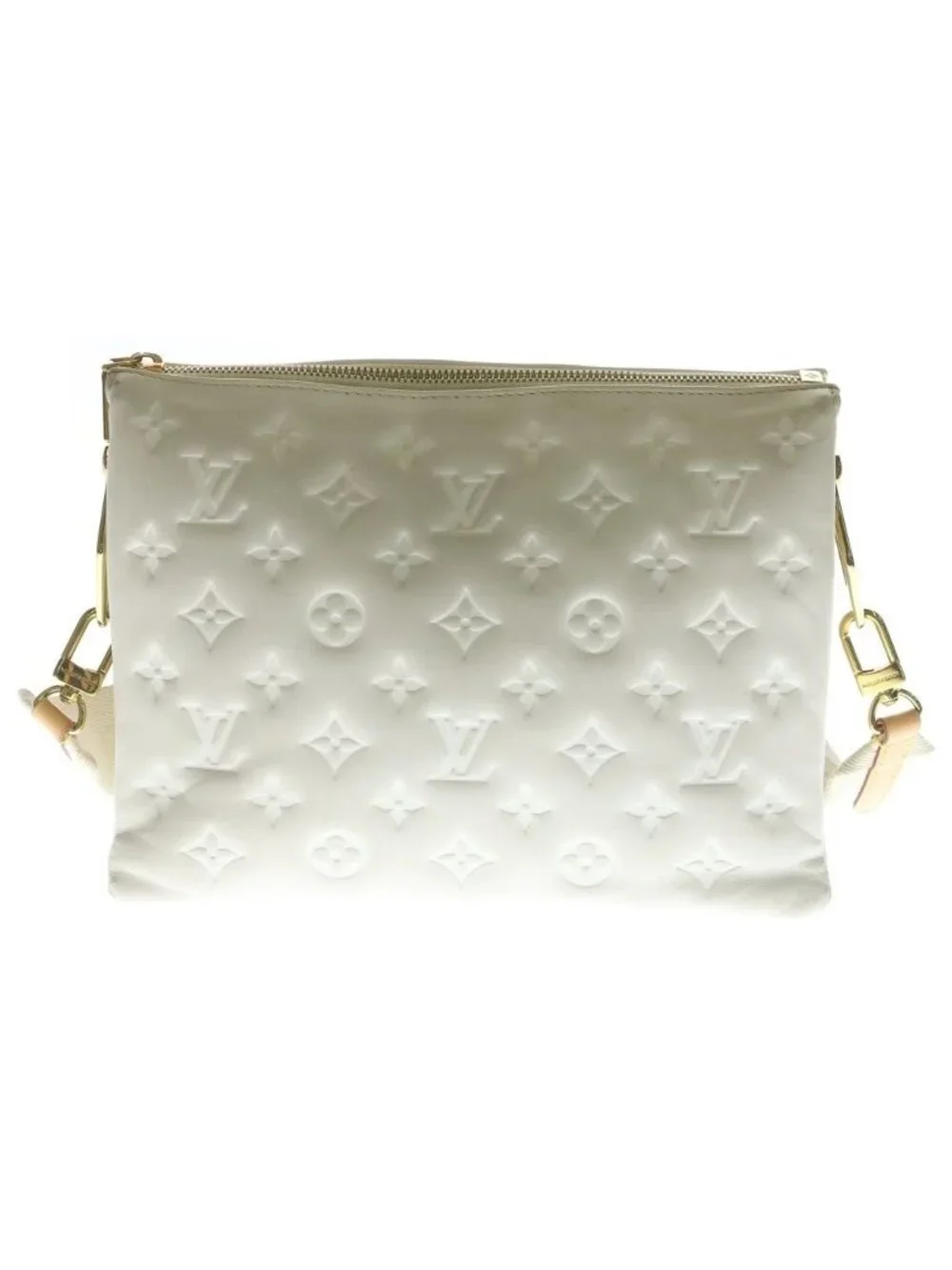 Louis Vuitton Monogram Coussin PM Cream 2-Way Chain Shoulder Bag White Leather
